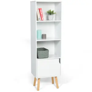 Comparateur de prix : IDMarket Bibliothèque Étagère Emmie Scandinave Bois Blanc