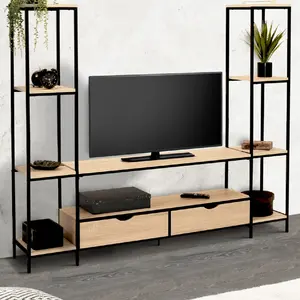 IDMARKET Ensemble meuble tv 164 cm detroit avec étagères design industriel