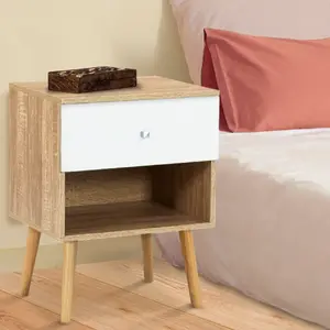Comparateur de prix : IDMARKET Lot de 2 tables de chevet scandinaves hêtre et blanc 1 tiroir