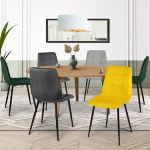 Comparateur de prix : IDMARKET Lot de 6 chaises en velours mix vert, jaune et gris matelassées
