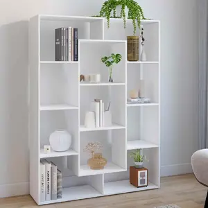 Comparateur de prix : IDMARKET Etagère bibliothèque COLETTE avec 11 compartiments blanc H.143 cm
