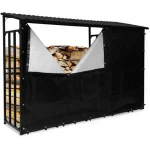 Comparateur de prix : IDMARKET Abri de stockage en acier galvanisé pour bûches L. 274 cm ave...
