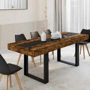 Comparateur de prix : IDMARKET Table extensible 6 à 10 personnes bois effet vieilli et noir