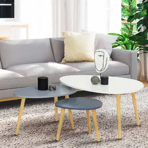 Comparateur de prix : IDMARKET Lot de 3 tables basses gigognes GAIA laquées blanc gris scandinave