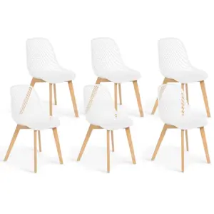 Comparateur de prix : IDMARKET Lot de 6 chaises MANDY blanches pour salle à manger