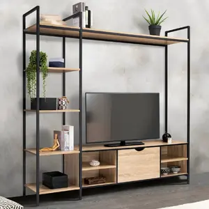 Comparateur de prix : IDMarket Ensemble Meuble Tv Detroit Avec Étagères Design Industriel