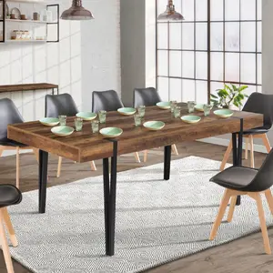 Comparateur de prix : IDMARKET Table à manger AUSTRIA 10 personnes bois pied épingle 200 cm