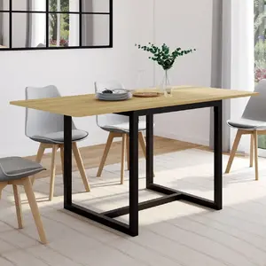 Comparateur de prix : IDMARKET Table à manger extensible rectangle DETROIT 6-8 personnes design industriel 80-160 cm