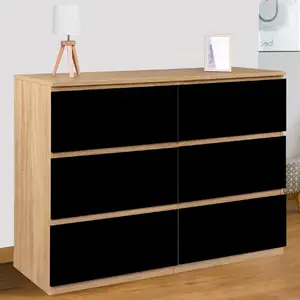 Comparateur de prix : Commode - IDMARKET - TOMI - 6 tiroirs - Bois façon hêtre et noir