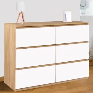 Comparateur de prix : Commode - IDMARKET - TOMI - 6 tiroirs - Bois façon hêtre et blanc
