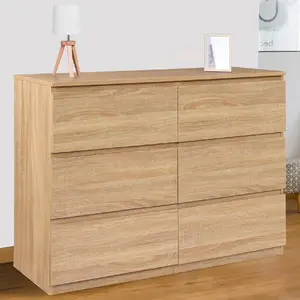 Comparateur de prix : IDMARKET Commode 6 tiroirs TOMI 110 cm bois façon hêtre