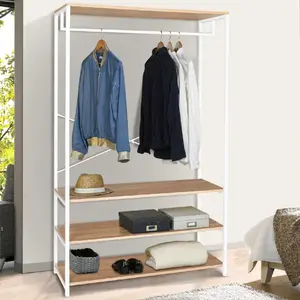 IDMARKET Dressing large DETROIT design industriel bois et métal blanc
