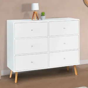 Comparateur de prix : Commode - IDMARKET - EMMIE - 6 tiroirs - Bois blanc