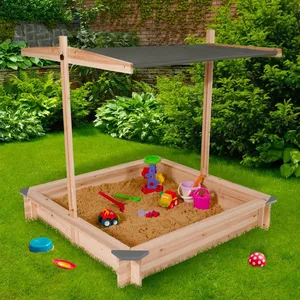 Comparateur de prix : IDMARKET Bac à sable KIDS bois avec toit ouvrant gris