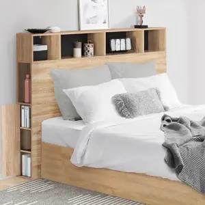 Comparateur de prix : IDMARKET Tête de lit avec rangement intégré bois façon hêtre et noir 165 cm
