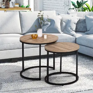 Comparateur de prix : IDMARKET Lot de 2 tables basses gigognes DETROIT rondes 40/45 design industriel