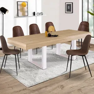 Comparateur de prix : IDMARKET Table à manger extensible phoenix 6-10 personnes bois et blanc 160-200 cm