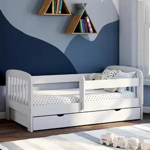 Comparateur de prix : IDMARKET Lit enfant blanc avec tiroir de rangement sommier et barrières
