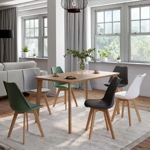 IDMARKET Lot de 6 chaises scandinaves SARA mix color gris clair, blanc, gris foncé x2, vert x2