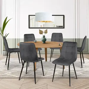 Comparateur de prix : IDMARKET Lot de 6 chaises MILA en velours gris foncé pour salle à manger