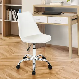 Comparateur de prix : IDMARKET Chaise de bureau scandinave SARA blanche à roulettes