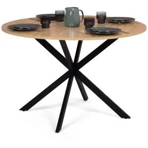 Comparateur de prix : IDMARKET Table à manger ALIX ronde 4-6 personnes pied araignée bois et noir