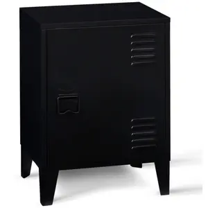 Comparateur de prix : IDMARKET Table de chevet ESTER 1 porte en métal noir design industriel