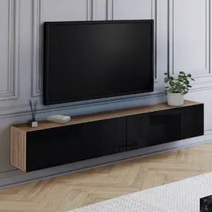 Comparateur de prix : IDMARKET Meuble TV suspendu ELIO 2 portes bois et noir 180 cm
