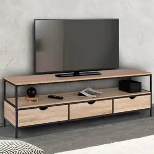 Comparateur de prix : IDMARKET Meuble TV DETROIT 3 tiroirs design industriel 160 cm