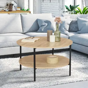 Comparateur de prix : IDMARKET Table basse double plateau rond detroit 70 cm design industriel