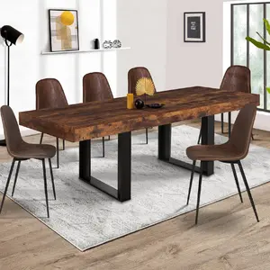 Comparateur de prix : IDMARKET Table à manger PHOENIX 10 personnes bois effet vieilli et noir 200 cm