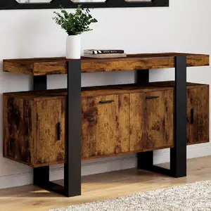 Comparateur de prix : IDMARKET Buffet PHOENIX 4 portes bois effet vieilli et noir 140 cm