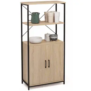 Comparateur de prix : IDMARKET Buffet haut 2 portes DETROIT avec étagères design industriel H. 125 cm