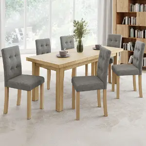 Comparateur de prix : IDMARKET Lot de 6 chaises POLGA capitonnées grises pour salle à manger