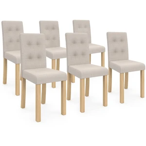 Comparateur de prix : IDMARKET Lot de 6 chaises POLGA capitonnées beiges pour salle à manger