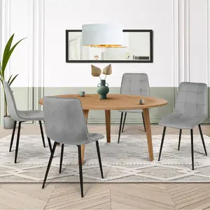 IDMARKET Lot de 4 chaises MILA en velours gris clair pour salle à manger pas cher