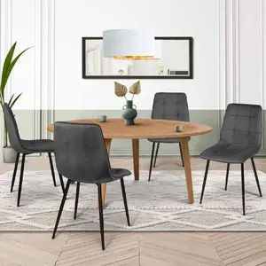 Comparateur de prix : IDMARKET Lot de 4 chaises MILA en velours gris foncé pour salle à manger