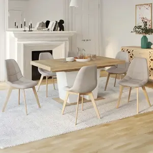IDMARKET Lot de 6 chaises scandinaves GABY beige en tissu pour salle à manger pas cher