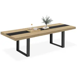 Comparateur de prix : IDMARKET Table à manger extensible bois et bande centrale noire
