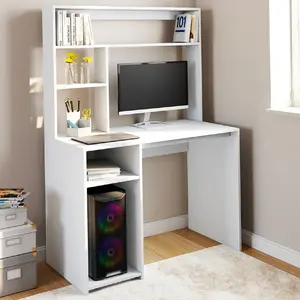 Comparateur de prix : IDMARKET Bureau avec étagères de rangement DAN blanc