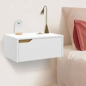 Comparateur de prix : IDMARKET Tables de chevet murales suspendues blanches : lot de 2
