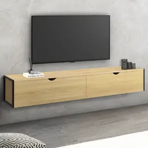 Comparateur de prix : ID MARKET Meuble tv 180 cm suspendu detroit 2 portes design industriel