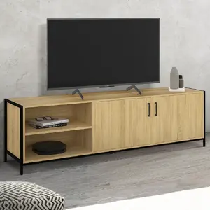 IDMARKET Meuble TV 160 cm DETROIT 2 portes design industriel pas cher