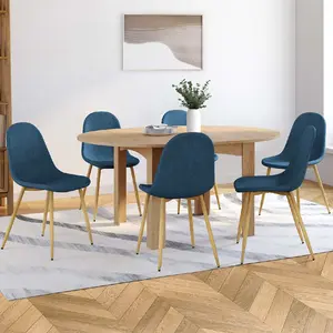 IDMARKET Chaises scandinaves en tissu bleu canard pour salle à manger pas cher