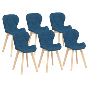 Comparateur de prix : IDMARKET Lot de 6 chaises robine en tissu bleu canard pour salle à manger