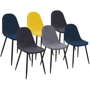 Comparateur de prix : IDMARKET Lot de 6 chaise interieur non pliable H. 86 cm en metal bleu