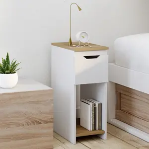 Comparateur de prix : IDMARKET Lot de 2 tables de chevet ANOUK 1 tiroir avec niche blanc et bois