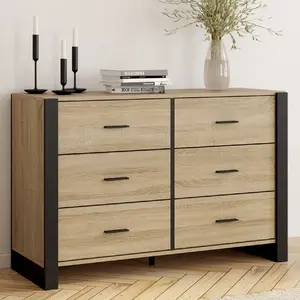 Comparateur de prix : IDMARKET Commode 6 tiroirs ONYX 115 cm bois et noir