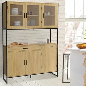 Comparateur de prix : IDMARKET Vaisselier industriel 6 portes buffet de cuisine vitré 120 cm