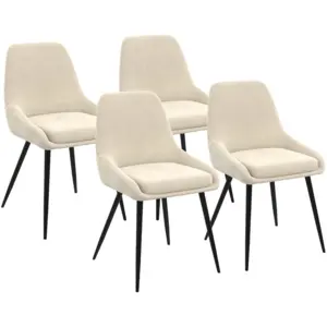 Comparateur de prix : IDMARKET Lot de 4 chaises THALYA en velours beige avec demi-accoudoirs